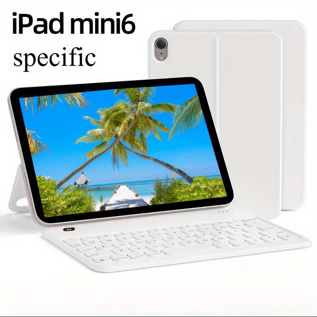 Wireless Backlit Keyboard Case with Pencil Slot for iPad Mini 6 8.3" Bluetooth Rechargeable Slim Protective Shell