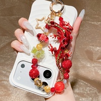 Cordon de téléphone Premium Red Gecko, chaîne de téléphone esthétique faite à la main avec perles de cristal, breloque universelle pour sac, bijou cadeau pour elle