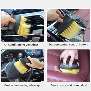 Car Interior <b>Dust</b> Removal <b>Brush</b> Soft Bristles Yellow Fur Black Handle Air Vent Cleaning Tool - Product Image 5