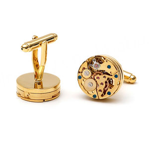 Fashionable Men's <b>Cufflinks</b> Punk Mechanical Gears Round Gold Copper <b>Shirt</b> Accessories - Product Image 5
