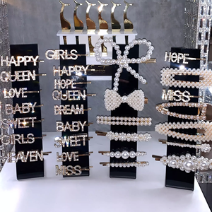 Horquillas de pelo ostentosas <span class=keywords><strong>con</strong></span> <span class=keywords><strong>palabras</strong></span> y letras personalizadas de alta calidad, pinzas de pelo de Metal de estilo japonés y coreano para niñas, decoración del cabello, Color negro - Product Image 6