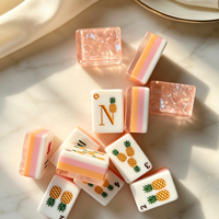 Jeu de Mahjong Américain de Luxe en Acrylique Brillant Écologique, Motif Fruits, 160 Pièces, Kit de Jeu de Table pour Famille, Vente en Gros