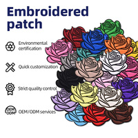 Patch Bordir Bunga Mawar Kustom, Aplikasi Bunga Warna-warni untuk Hoodie, Jaket, Topi, Tas, Pakaian, OEM ODM