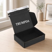 Boîte pliante de luxe personnalisée avec fermeture éclair, 100 % recyclable, en carton ondulé, noire, avec bande déchirable et ruban adhésif