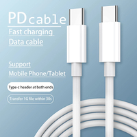 Câble de données USB-C PD, câble de charge USB Type-C vers Type-C, chargeur rapide PD 60W pour iPhone pour Samsung