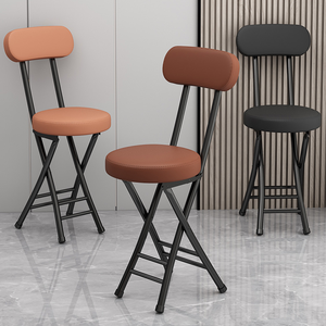 Folding chair Home-style chair with soft backrest simple desk and chair set dormitory folding <b>stool</b> balcony small <b>stool</b> - Product Image 5