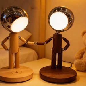Creative Wooden Adjustable Joint <b>Table</b> <b>Lamp</b> Led Rechargeable Eye Protecting For Bedroom Living Room <b>Study</b> Decorative Style - Product Image 1