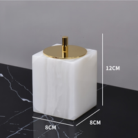 SAIDKOCC 8*8*12cm bocal en marbre multifonctionnel de luxe léger personnalisé fond rond ou fond carré avec couvercle en métal doré
