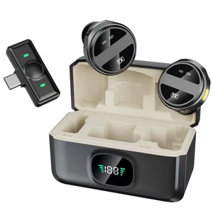 SX21 Button Design Mini Microphone sans fil Un à deux sans fil Lavalier <span class=keywords><strong>Micro</strong></span> 2.4G Microphone de diffusion en direct à suppression de bruit - Product Image 1