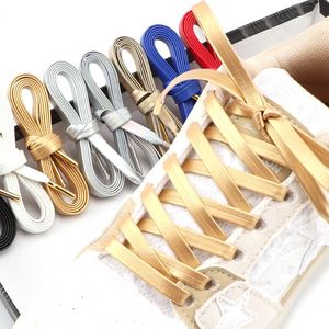 Premium Flat Gold Multicolor Pu Leather Sneaker Shoelaces Company Name Metal Aglets Tips Sheepskin Leather Shoelace - Product Image 1