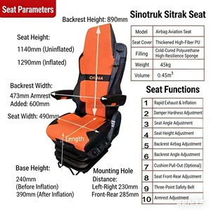 Sedile per Camion SUCAN Shandeka con Sospensione ad Aria, Modello con Airbag, Funzione Opzionale di Ventilazione e Riscaldamento, Durevole - Product Image 2