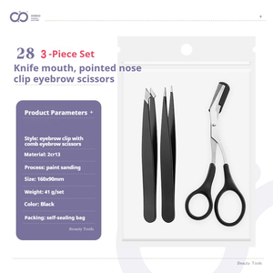 Set d'outils de maquillage en acier inoxydable 3pcs Tondeuse à sourcils Razor Scraping Comb Eyebrow Clip Scissors Tweezers - Product Image 2
