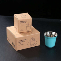 Ensemble de tasses à expresso en acier inoxydable, 2 pièces, tasse à thé pour couple, avec boîte cadeau de luxe, souvenir de mariage, souvenir d'entreprise, tasse à eau