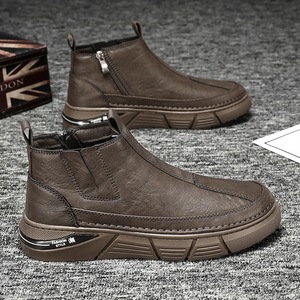Bottes à lacets pour hommes 2024 Nouveauté toutes saisons, style britannique, décontractées, en cuir, multifonctionnelles - Product Image 5
