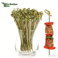Brochettes en bambou nouées jetables certifiées FSC pour barbecue, bâtonnets à fruits en bambou noués, pics à brochettes en vente