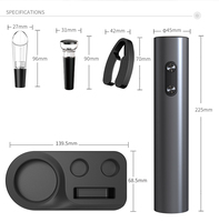Ouvre-bouteille électrique moderne alimenté par batterie, coffret cadeau comprenant un coupe-feuille métallique, un aérateur, un verseur, un bouchon de vin, un tire-bouchon
