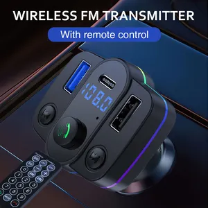 Transmissor FM para carro, carregador rápido USB duplo com controle remoto, MP3 player de áudio viva-voz sem fio 5.3A