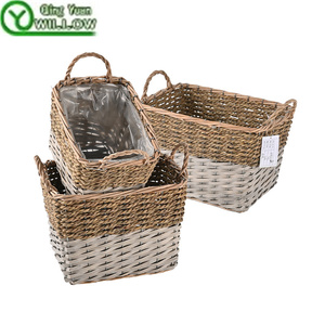 Handmade Classic Oval Plastic Wicker Bread Basket With Handle