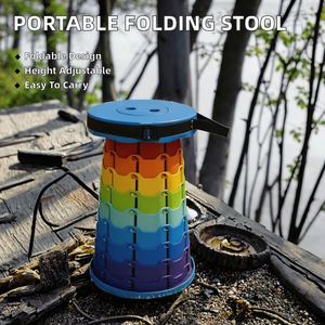 Tabouret pliant portable réglable en hauteur, chaise télescopique pliable pour le jardin, la pêche, le camping en plein air - Product Image 2