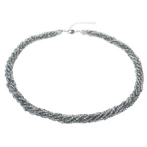 Collar de Cristal Gris Plateado de 18 Pulgadas con 4 Hileras de Cuentas de Vidrio Facetadas Trenzadas de 3 mm - Product Image 2