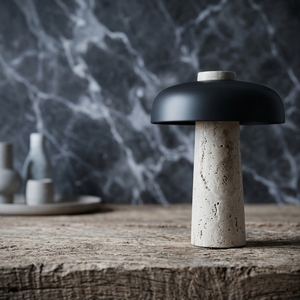 <span class=keywords><strong>Lampe</strong></span> de table rechargeable de style Wabi-Sabi européen, luxueuse, à activation tactile, en pierre jaune nordique en forme de champignon - Product Image 2