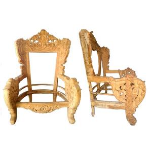 Juego de sillas de sofá talladas en madera de teca sin terminar de estilo europeo, muebles de sala de estar de 42 Piezas para hoteles, apartamentos, no se requiere pintura - Product Image 1