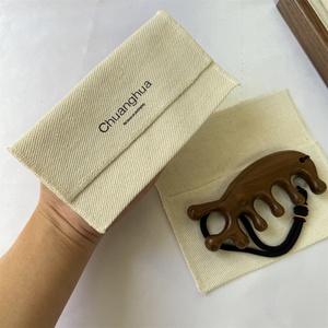BSCI Custom Design Logo Cotton Fabric Flap Envelope Pouch Jewelry Gift <b>Rings</b> Packaging Envelope Dust Bag - Product Image 1