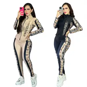 J2843 Where to Buy Stylish Two Piece Set Outfits Online China fashion Designer Yoga Clothing The Best Sweat Pants Supplier