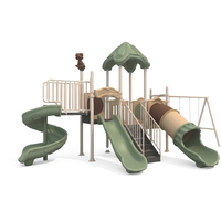 Toboggan combiné extérieur pour enfants sur le thème de la forêt, équipement de terrain de jeu en acier galvanisé 89 et LLDPE pour centre commercial et jardin