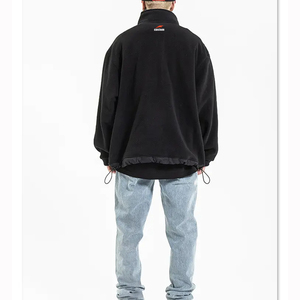 Felpe Personalizzate da <span class=keywords><strong>Uomo</strong></span> con <span class=keywords><strong>Zip</strong></span> 1/4, Calde in 100% Pile Polare, Design Girocollo Nero Tinta Unita per la Stagione Autunnale - Product Image 3