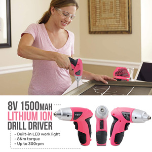 <b>PINK</b> 46 Piece 4V Lithium Electric Screwdriver <b>Set</b> With Hammer Home Use <b>Tool</b> Kit - Product Image 3