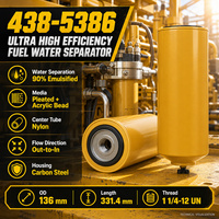 Filtre séparateur eau-carburant CAT 438-5386 à haute efficacité, à visser, pour moteurs diesel d'excavatrices, chargeuses, camions et générateurs