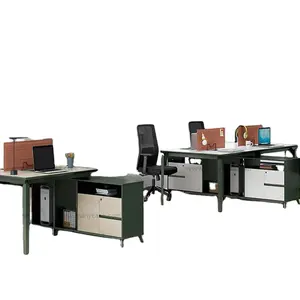Ensemble de bureau double bureau et chaise, mobilier de bureau moderne et Simple, avec armoire latérale, panneau en bois