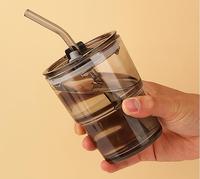 Couleur Gris Ambre Potable Gobelet Borosilicate Réutilisable Voyage Café Tasse En Verre Tasse Enfants Lait Tasse avec Paille et Couvercle