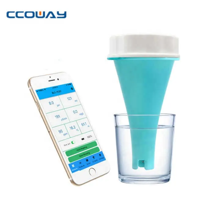 Probador de agua de cloro 6 en 1, PH, TDS, EC, ORP, Digital, inteligente, en línea, con diente azul