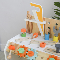Juego de Herramientas de Madera Montessori, Banco de Trabajo para Niños, Regla, Tuercas, Tornillos, Martillo, Alicates, Juguete de Aprendizaje de Motricidad Fina y Juego de Roles