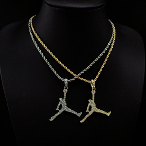 Mặt dây chuyền thể thao nam NL2073 kiểu dáng Slam Dunk, đính đá giả kim cương, phong cách Hip Hop, mạ vàng, dây chuyền thời trang - Product Image 1