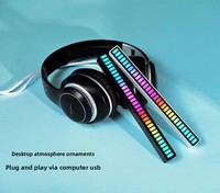 Lumière d'ambiance magnétique RGB USB en ABS pour microphone, ordinateur de bureau, audio de voiture, LED rythmique à activation vocale, ambiance musicale
