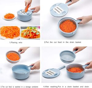 Multifunction Vegetable Cutter with Drain Basket Vegetable Onion Chopper Veggie Shredder Grater Portable Slicer Kitchen - Product Image 4