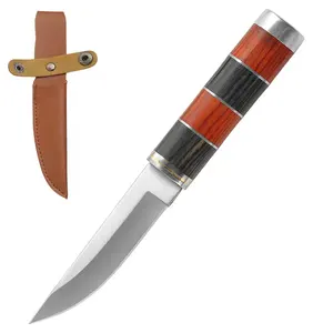 כיס סכין ציד קטן מנירוסטה מקצועי לחוץ עם ידית עץ PAKKA