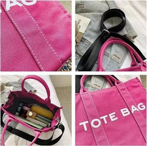 Sac à bandoulière fourre-tout en toile de coton personnalisé pour femmes pour le voyage Impression de logo de luxe sur chanvre Motif de lettre à motifs - Product Image 5