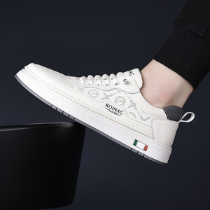 Koinag Chaussures décontractées d'été respirantes à lacets pour hommes, bout rond blanc, semelle en caoutchouc, doublure en maille - Product Image 4