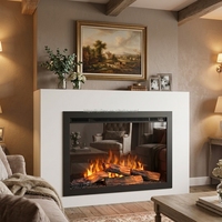 Cheminée électrique encastrable avec écran LCD, 1500W, effet de flamme numérique réaliste, pour intérieur, en acier, avec télécommande