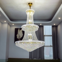 Lustre en cristal en forme de cône pour hall d'hôtel de luxe AURORACEYO, luminaires suspendus ovales dorés