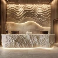 YS-0401 Bureau d'accueil de luxe en fibre de verre blanc avec éclairage LED, personnalisé pour les bureaux et salons de beauté, mobilier de spa, article très demandé