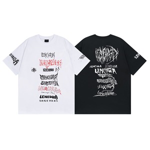 Paris <span class=keywords><strong>B</strong></span> Versione High 2024 Nuova Maglietta in Cotone <span class=keywords><strong>a</strong></span> Maniche Corte Stile Street con Stampa Grafica Limitata e Logo Classico Sanskrit Letter - Product Image 1