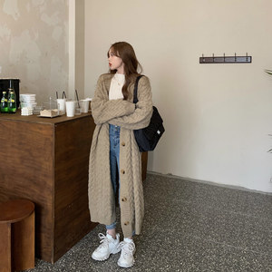 Nueva llegada de tendencia, cárdigans con botones de invierno, suéter para mujer, abrigo de punto largo grueso suelto, cárdigan Maxi de lana con frente abierto para mujer - Product Image 2