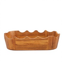 Boîte de rangement portable à un seul niveau en bois d'acacia naturel et plateau de service alimentaire pour la maison, la cuisine, le bureau et la table