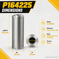 P164225 Elemen Filter Oli Hidrolik untuk Mesin Konstruksi dan Sistem Tenaga Fluida Industri