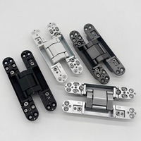 Charnière invisible pliante pivotante 3D robuste et réglable, à fermeture douce à 180 degrés dans trois directions, en zinc, pour porte dissimulée